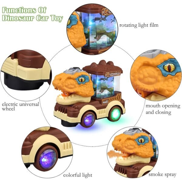 Dinosaur Car Toy with Humidifier Sound and Light (1 Pc)