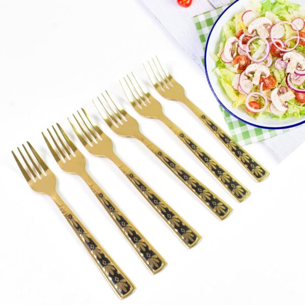 02_1d092f14-f24b-41d3-9200-bdf3987fa28d.jpg Stainless Steel Premium Fork Traditional Design Tablewar (6 Pcs Set / Golden)