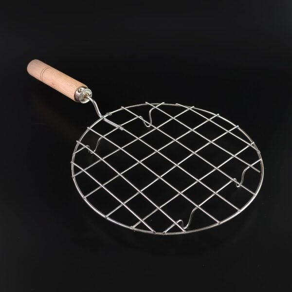 02_1d4d99ce-e2c0-4ae7-bac8-27c90dd76983.jpg Kitchen Round Stainless Steel Roaster Papad Jali, Barbecue Grill with Wooden Handle