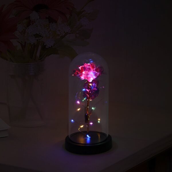 LED Decorative Rose with Butterfly in Transparent Plastic Dome (1 Pc)