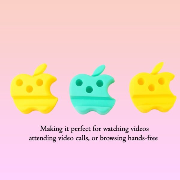 Multi-Functional Apple-Shaped Plastic Mobile Stand with Pen Holder (3 Pc / Mix Color)