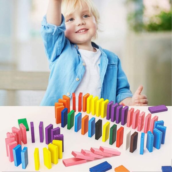 DOMINO BLOCKS SET MULTICOLOR WOODEN TOY BUILDING INDOOR GAME TOY