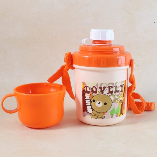 Lovely Cartoon Printed Plastic Cup with Lid (Approx. 350 ML, 1 Pc)