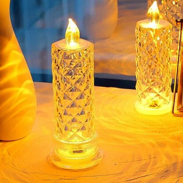 Rose Candles for Home Decoration, Crystal Candle Lights, Diwali