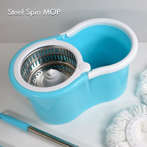 Rapid Steel Spinner Bucket Mop 360 Degree Wringer with 2 Absorbers for Home Office