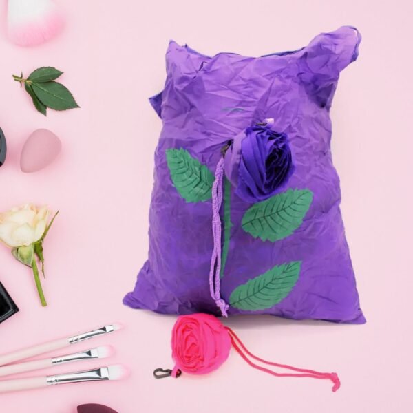 02_28afd446-ff23-4c48-8a64-66bff91395fc.jpg Foldable Nylon Shopping Bag (Rose Design): Reusable, Eco-Friendly (1 Pc)
