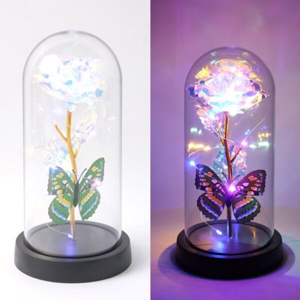 LED Light-Up Eternal Rose Butterfly in Transparent Dome (1 Pc / Battery not Included)