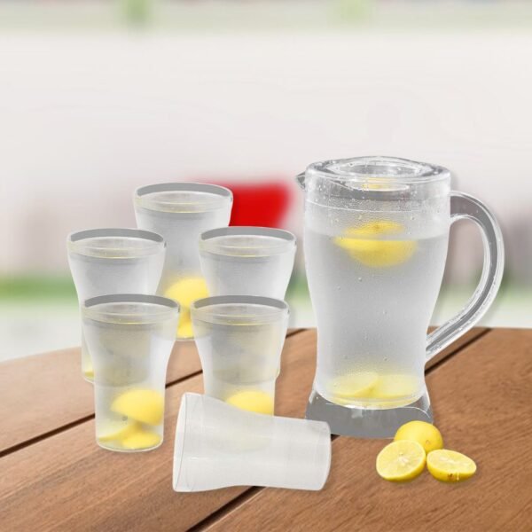 Apex Unbreakable Lemon Jug Set with 6 Glasses – 1200ML Jug + 300ML Glasses Approx