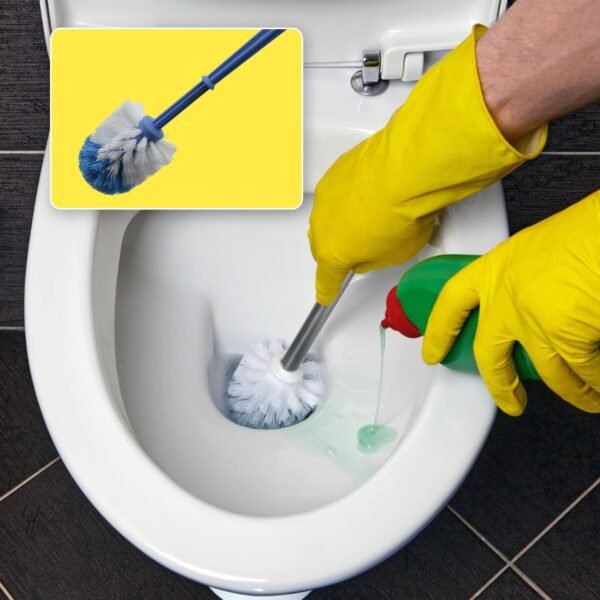 Plastic Round Toilet Cleaner Brush – Hockey Stick Shape Bathroom Brush