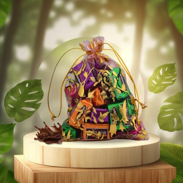 Decorative Gift Potli with 10 Premium Chocolates – Reusable Festive Return Gift Hamper