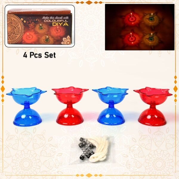 02_2df0342f-7595-4925-99d1-db5a67c19a2a.jpg Colourful Reflection Diya Combo Plastic Candle Cup Multi Shape, Diwali (4 Pcs Set)