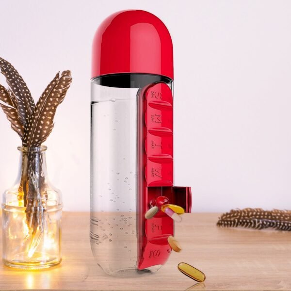 Water Bottle with Built-in 7-Day Pill Organizer Approx 900ml (1 Pc)