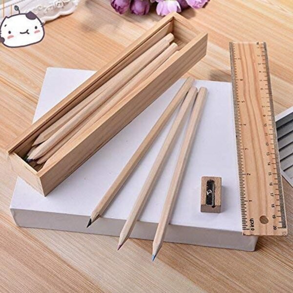 02_360efdaa-beb6-481d-b1ab-898c39ceefc1.jpg Colorful Wooden Pencil Set with Pencil box, Ruler, Sharpener (12 Pcs Set)
