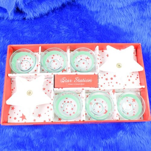 Star Station 6 Pc Glass Bowl & 2 Pc Plastic Star Snack Bowl Set (8 Pcs Set)