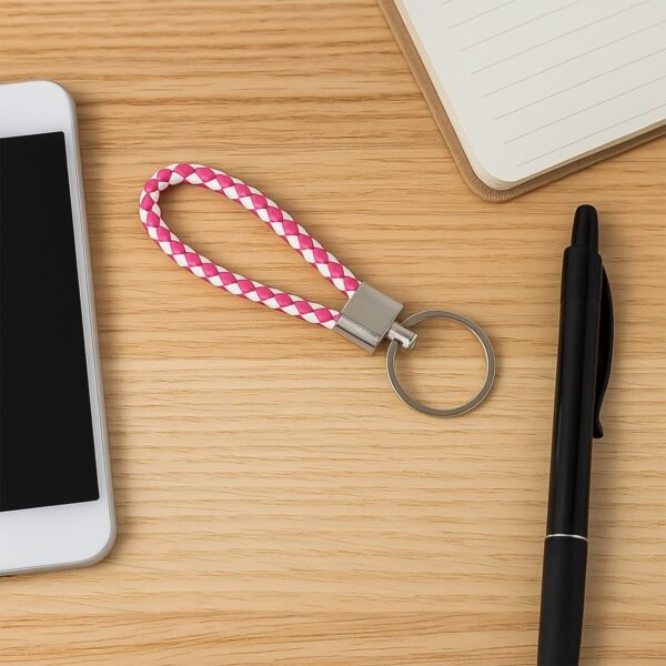 Leather Style Keychain with Metal Ring - (1 Pc)