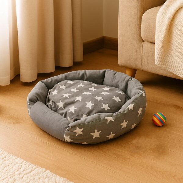 3XL Extra-Large Star Pattern Round Pet Bed for Cats & Small Dogs