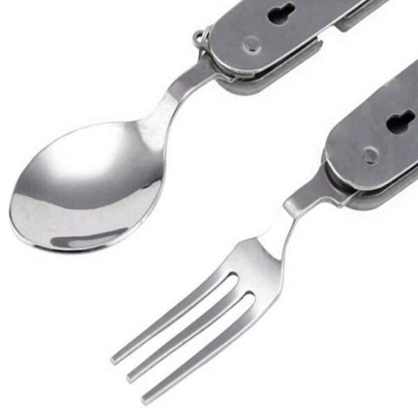 4-in-1 Stainless Steel Travel / Camping Folding Multi Swiss Cutlery Set