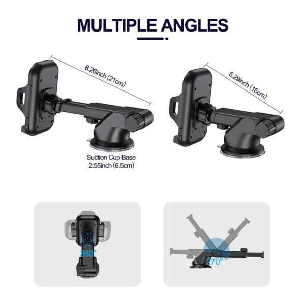 Car Dashboard Mobile Phone Holder – 3-in-1 Adjustable Smartphone Mount