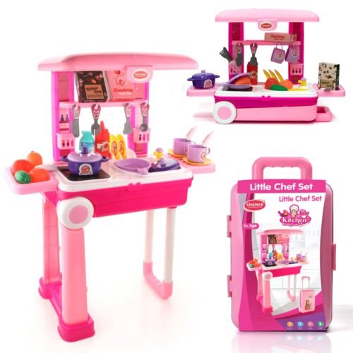 02_4cca9bff-f069-483a-8578-b77ba3ea13b7.jpg Kitchen Set Kids with Suitcase Role Play Cooking Toy for Girls & Boys (3+)