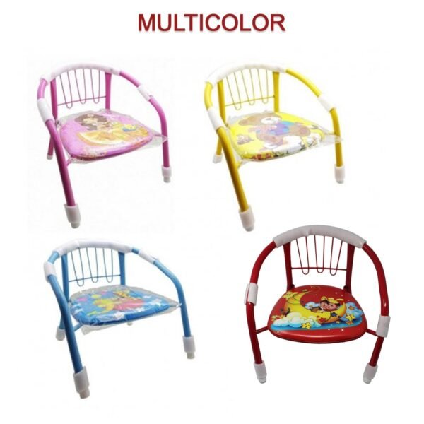 Multicolor Cartoon Design Baby Chair with Metal Backrest Soft Cushion for Kids 4 Pcs