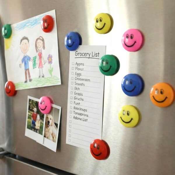 Colorful Smiley Face Magnetic Buttons Set (12 Pc Set)