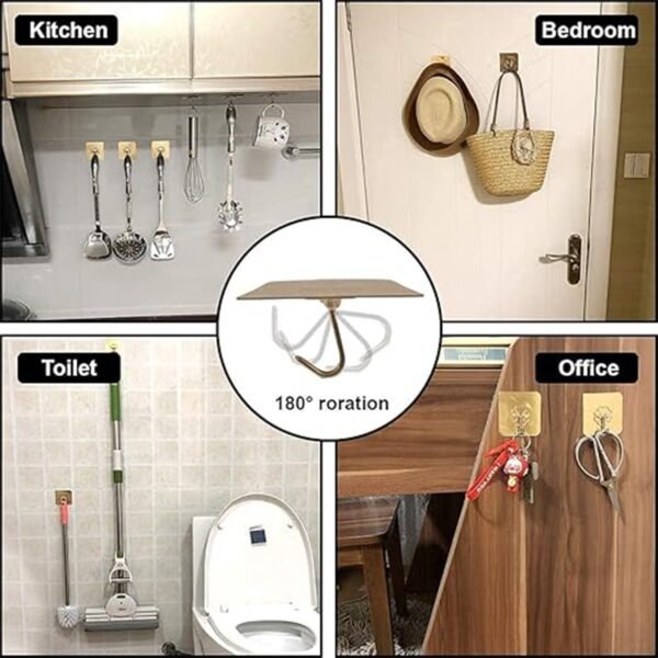 Adhesive Heavy-Duty Hooks for Kitchen and Bathroom (1 Pc / 6×6 Cm)