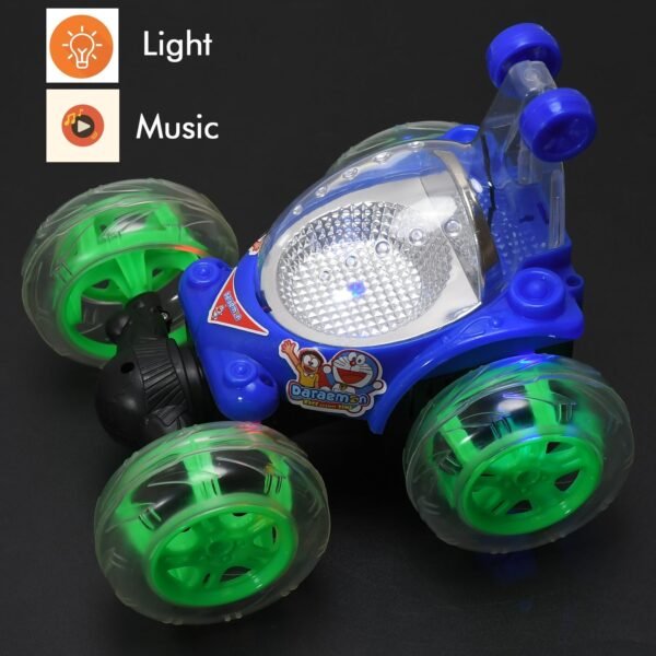 Rechargeable 360° Stunt Remote Control Car with 3D Lights & Music for Kids