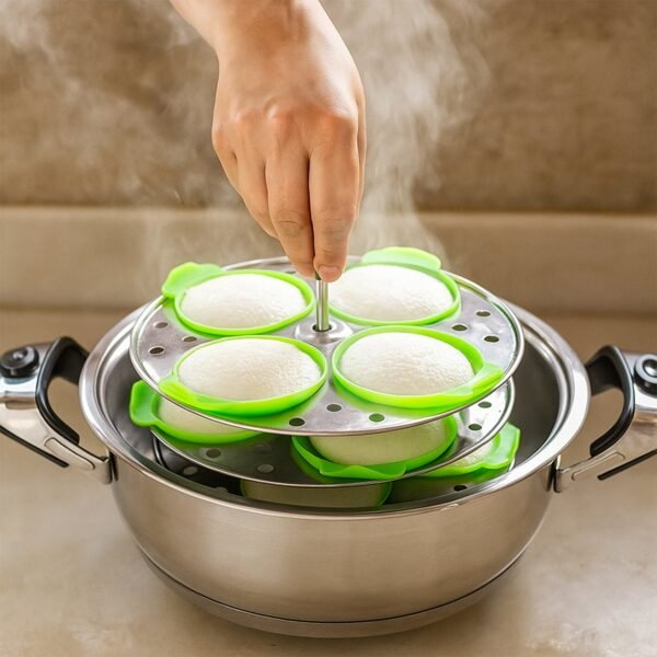 02_594eed8a-8842-4e5d-9f9d-7101f2873ecf.jpg Idli Maker Cups Food-Grade Silicone Non-Stick Idli/ Dhokla/ Egg Poacher (4 Pcs)