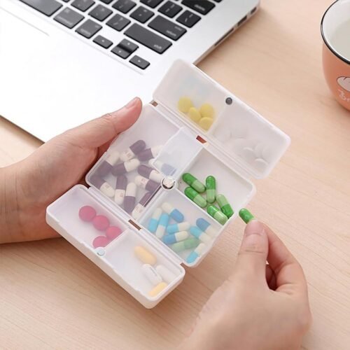 02_5a6e670d-1afa-4301-ac14-e9ceeb24d7f4.jpg Magnetic Pill Organizer, 7 Compartments Portable Pill Case Travel Pill Organizer, Folding Design Pill Box for Purse Pocket to Hold Vitamins, Cod Liver Oil, Supplements, Medicine Box (1 Pc)