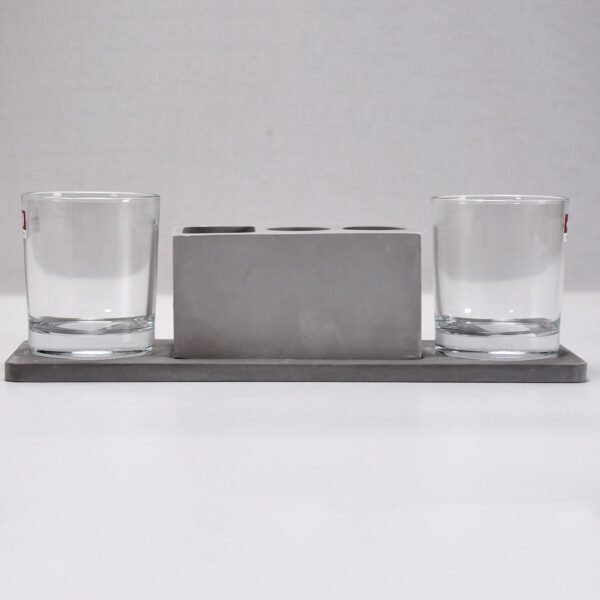 2 Wine Glasses & Marble Holder - Attractive Design for Hotels & Cafes