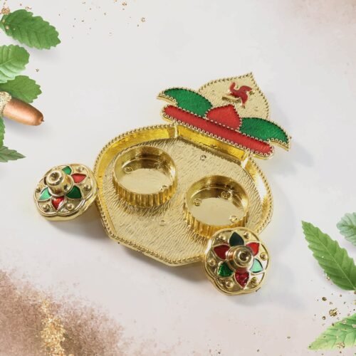 02_5b0002c2-d533-4032-9a5b-b046d9db38ce.jpg Decorative Plastic Kalash-Shape Double Kumkum Box (Mix Design, 1 Pc)