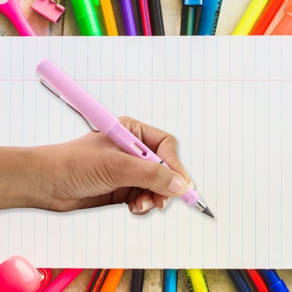 Pink 2-in-1 Everlasting Magic Pencil Replaceable Eraser – Inkless, Reusable, Portable