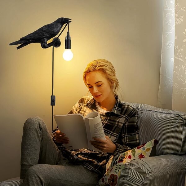 Crow Birds Table Lamps with Vintage Edison Bulb, Bird lamp (1 Set)