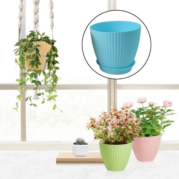 02_60b2c6a5-f0e5-4fde-94ff-4f5d59426555.jpg Round Plastic Flower Pot with Bottom Tray (5 Pcs Set / With Color Box)