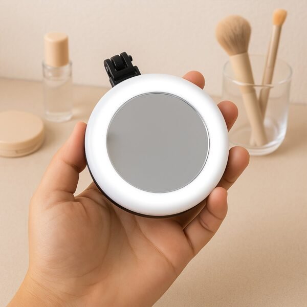 Rechargeable LED Makeup Mirror with Ring Light (1 Pc)