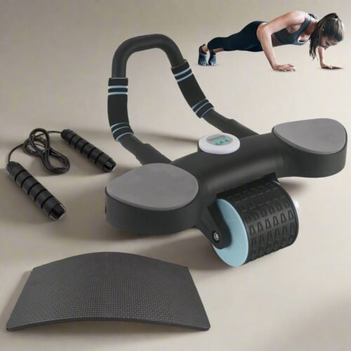 Abdominal Wheel Roller with Elbow Support, Timer & Skipping Rope (1 Set)