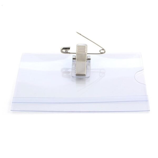 Plastic Transparent cardholders With Pin & Clip 90 mm x 60 mm (50 Pcs Set)