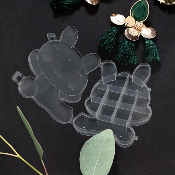 Transparent Cartoon Bear Plastic Storage Box Jewelry Organizer Holder  1 Pc