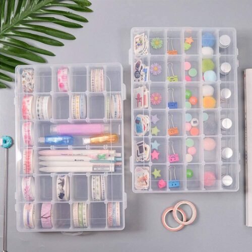 36 Grids Clear Plastic Organizer Box with Dividers Jewellery Storage  Box 1 Pc