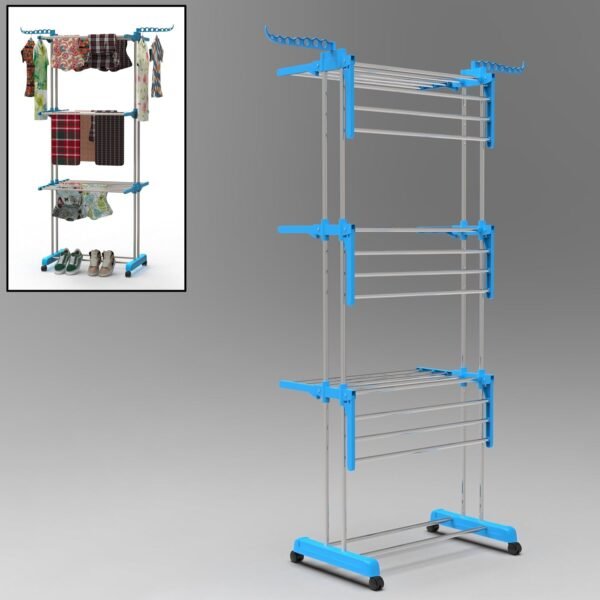 Premium Heavy Duty Stainless Steel 3 Layer Foldable Cloth Drying Stand