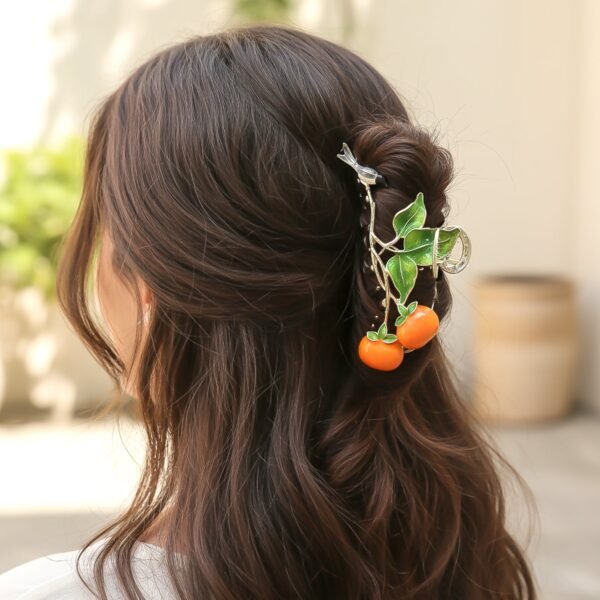 02_76dff3e1-cc27-46e6-a2aa-0118a687fbc1.jpg Elegant Fruit & Leaf Decorative Hair Claw Clip (1 Pc)