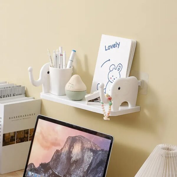 Elephant-Shaped Wall Shelf – No-Punch Mini Organizer for Kitchen & Bathroom