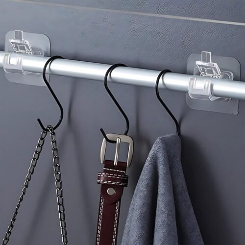 02_7b8d5d01-0f76-4947-a9f5-3624842e0c69.jpg Self-Adhesive Transparent Wall with Spring-Loaded Anti-Slip Clip (1 Pc)