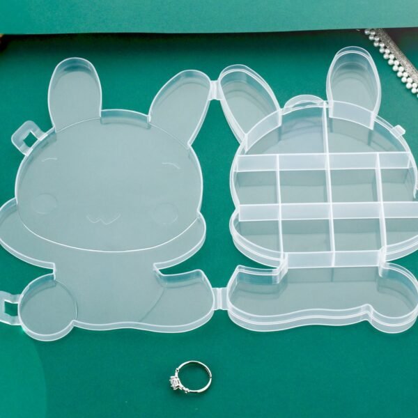 Transparent Cartoon Bear Plastic Storage Box Jewelry Organizer Holder  1 Pc
