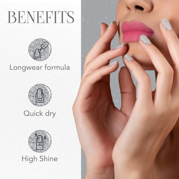 OG Beauty Silver Moonlight Starlet Glitter Nail Paint (10 ML / 1 Pc)