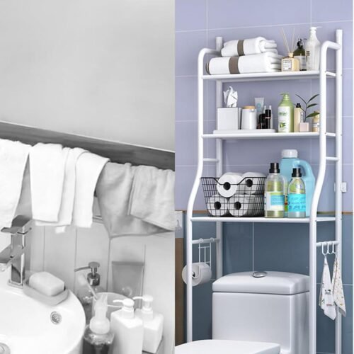 Multi Layer Toilet Storage Rack Metal Bathroom Laundry Room Basin Floor Stand