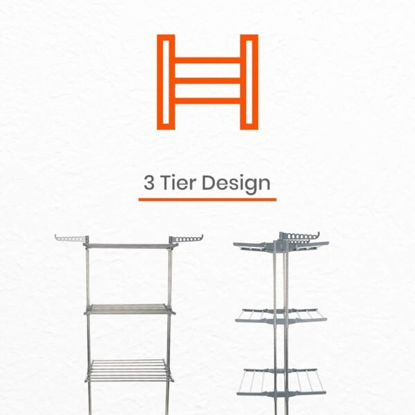 Heavy Duty Stainless Steel 3 Layer Foldable Cloth Drying Stand (1 Set / With Color Box)