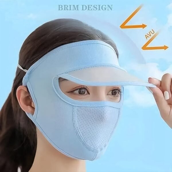 Women’s Full Face UV Protection Cap with Built-in Mask & Wide Brim Visor (1 Pc)