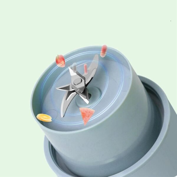 Portable Electric Juicer with Handle & Straw – USB Rechargeable, 6 Blades (500 ML)