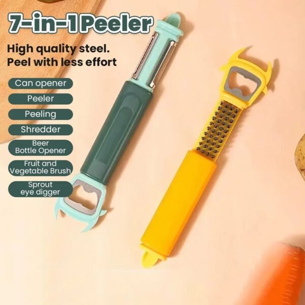 02_885a700c-c6cd-46a8-95fc-5505804b0c1c.jpg Multifunctional, Vegetable Fruit Peelers Slicer Can Opener 7 In 1 Kitchen Peeler For Veggie Fruit Potato Carrot Durable Kitchen Peeling Tool Non-slip Handle Durable For Potato, Fruit, Vegetables, Carrots, Cucumbers